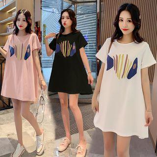 Short-sleeve Fish Print T-shirt Dress