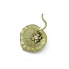 Simple Personality Enamel Lotus Leaf Freshwater Pearl Brooch Silver - One Size