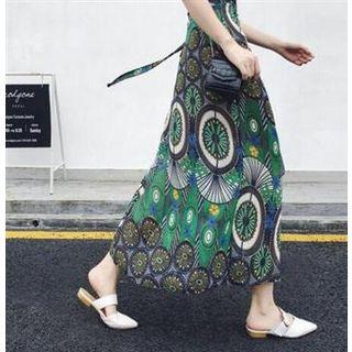 Print Maxi Chiffon Wrap Skirt