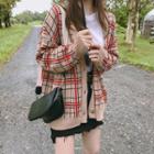 Plaid Cardigan As Shown In Figure - One Size