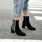 Chunky Heel Striped Ankle Boots