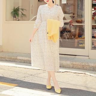 Polka Dot Shirtwaist Long Dress