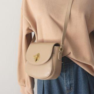 Round-bottom Flap Faux Leather Crossbody Bag