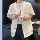 Short-sleeve Contrast Trim Jacket