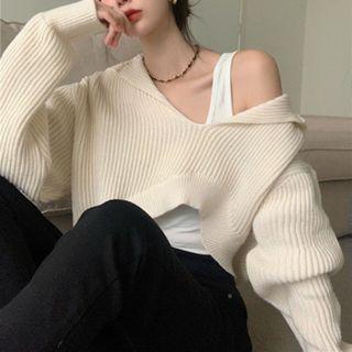 Polo Collar Cropped Sweater / Tank Top