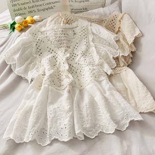 Patchwork V-neck Light Top