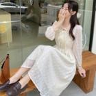 Lace Tie-strap Midi A-line Dress