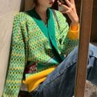 Jacquard Cardigan / Wide-leg Jeans