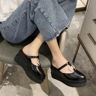 Rhinestone Platform Pointy-toe Mules