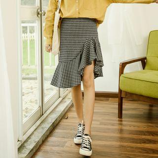 Plaid Mermaid Fitted Skirt