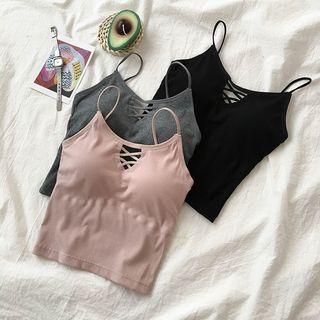 Lace-up Ribbed Camisole Top