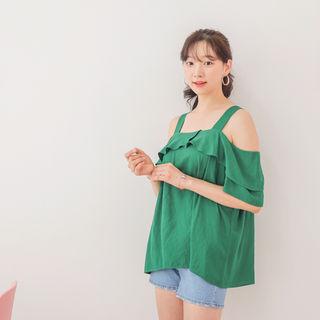 Off-shoulder Ruffle-trim Top (l~xxl)