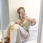 Sailor-collar Linen Long Dress