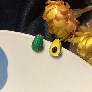 Non-matching Avocado Earring 1 Pair - Silver Needle - One Size