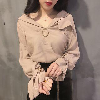 Hoop Detail Plain Long Sleeve Shirt