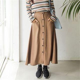 Button-front A-line Long Skirt