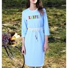 Long-sleeve Letter Embroidered Dress