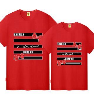 Short-sleeve Bow Print Lettering Oversized Crewneck Slim T-shirt