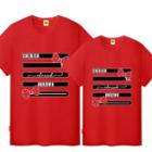 Short-sleeve Bow Print Lettering Oversized Crewneck Slim T-shirt