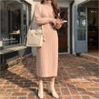Turtle-neck Wool Blend Long Knit Dress