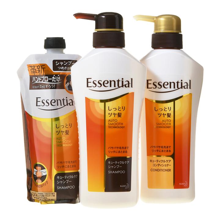 Kao - Essential Auto Smooth Technology Hair Care Set Moist 3 Pcs