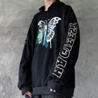 Butterfly Lettering Loose Fit Hoodie