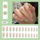 Chained Faux Nail Tips Z207 - Green & Pink - One Size