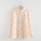 Floral Print Tie-front Shirt Floral - Yellow & Orange & White - One Size