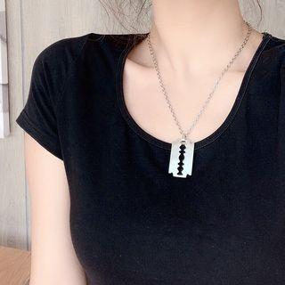 Stainless Steel Razor Pendant Necklace Silver - One Size
