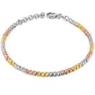 14k Tri-color Gold Diamond-cut Beads Bracelet (6.5)