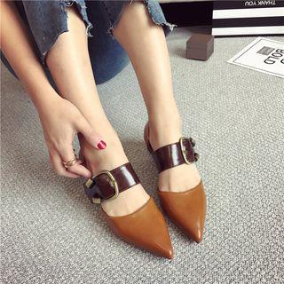 Low-heel Strap Buckle-accent Sandals
