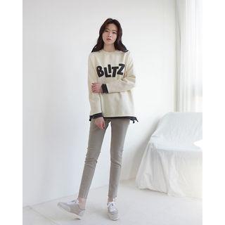 Layered-hem Lettering Appliqu  T-shirt