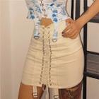 High Waist Lace-up Mini Skirt