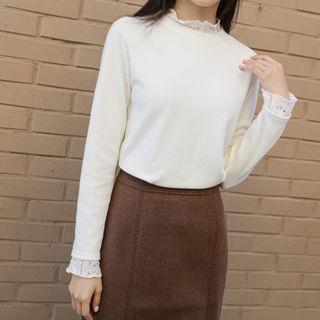 Crochet-layered Knit Top