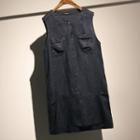 Buttoned Tank Top Dark Blue - One Size