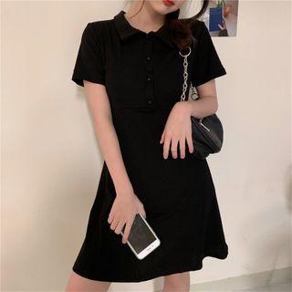 Short-sleeve Plain Polo Shirtdress