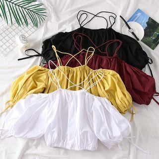 Off-shoulder Loose-fit Plain Top