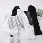Square-neck Plaid Crop Knit Top