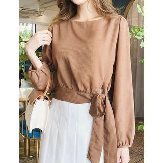 Tie-hem Textured Top