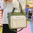 Lettering Two-tone Canvas Crossbody Bag