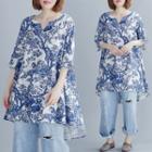 Print 3/4-sleeve Medium Long T Shirt