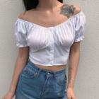Ruffle Trim Short-sleeve Crop T-shirt