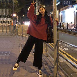 Plain Pullover / Crop Wide Leg Pants / Set