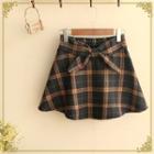 Bow Plaid A-line Skirt