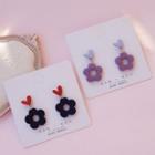 Flannel Heart & Flower Dangle Earring