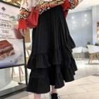 Midi A-line Layered Skirt / Patterned Sweater