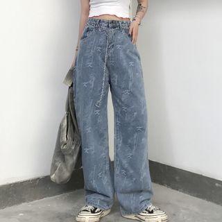 Lettering Jacquard Jeans