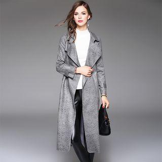 Faux Suede Lapel Coat
