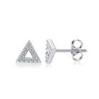 Simple Geometric Triangle Cubic Zircon Stud Earrings Silver - One Size