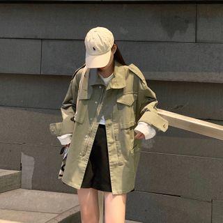 Button Jacket Army Green - One Size